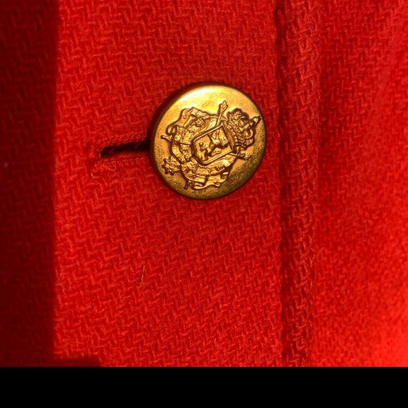 J. CREW WOMENS RED PEACOAT GOLD BUTTONS - Picture 4 of 14